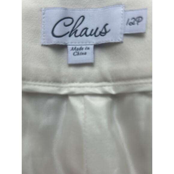 Chaus Dress Pants Cream Size 12 Petite High Rise Wide Leg Lined NWT - Picture 5 of 8